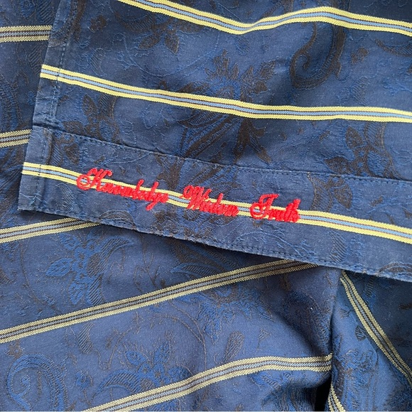 Robert Graham Knowledge Wisdom Truth Mens Button Down Navy Stripe, size XL - Picture 6 of 7